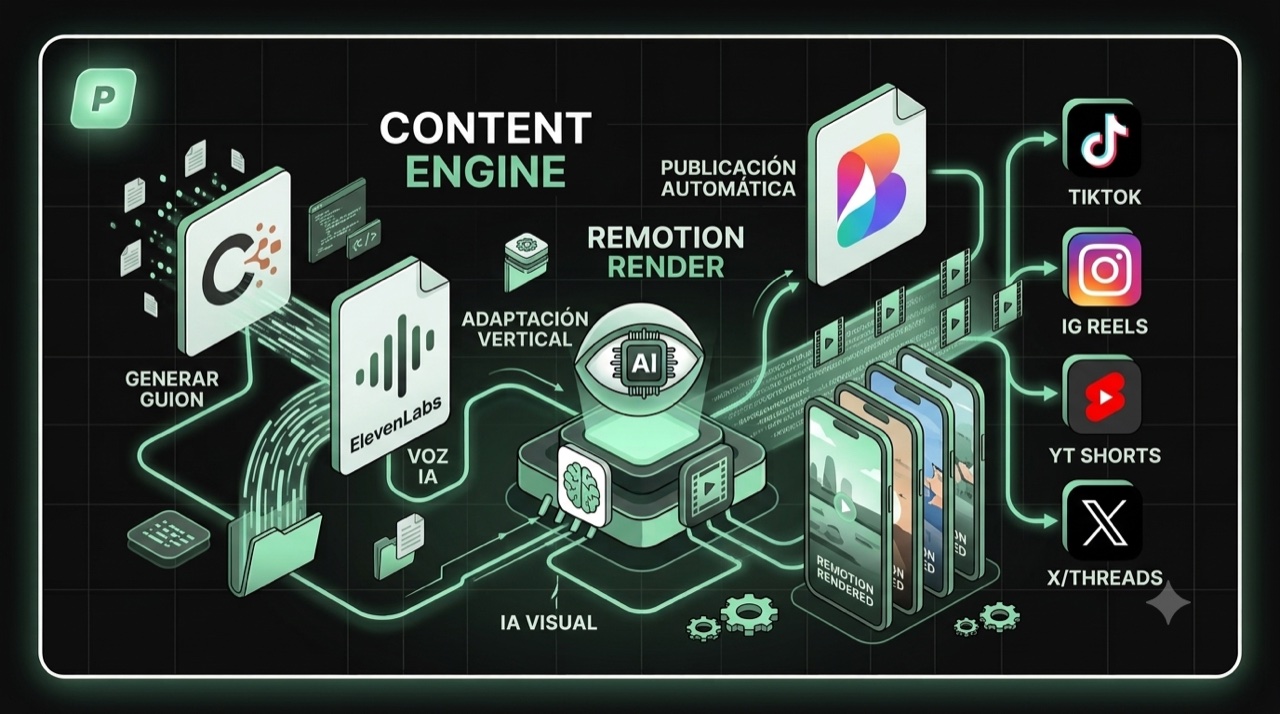 Content Engine: Videos Verticales Diarios con IA + Remotion